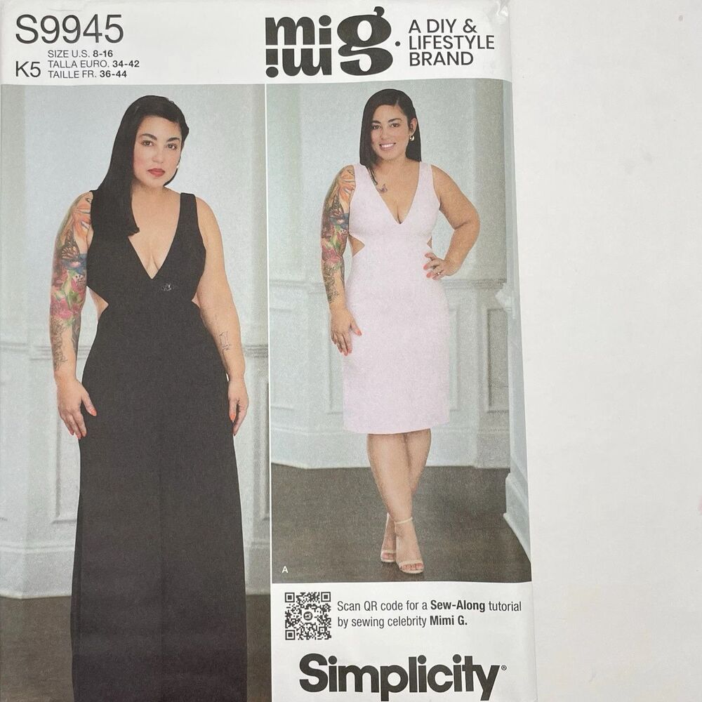 Pattern Size 8-16 K5 Mimi G Jumpsuit Dress Cutout Simplicity S9945 New/Uncut